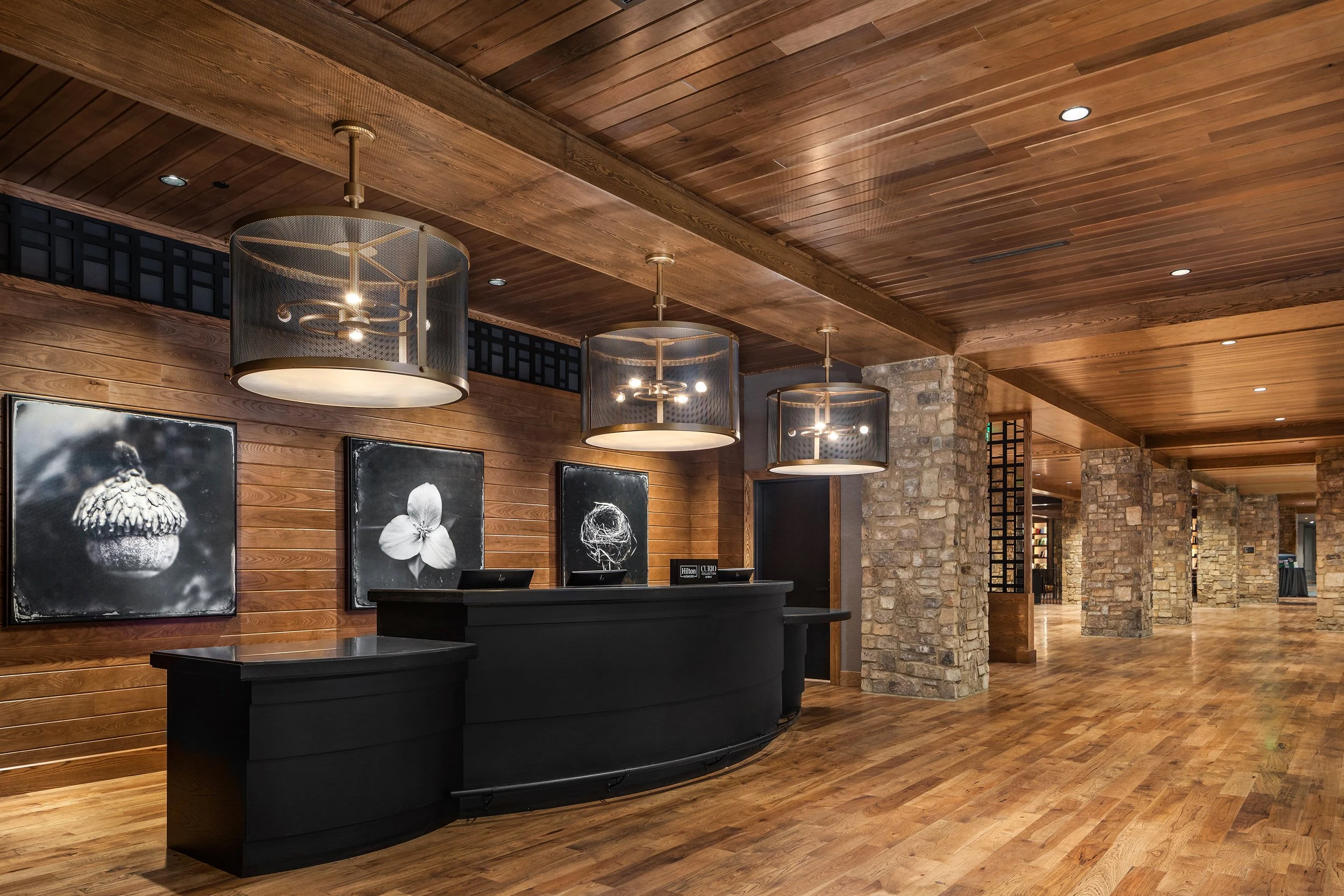 Cloudland Hotel at McLemore front desk with branded interior design
